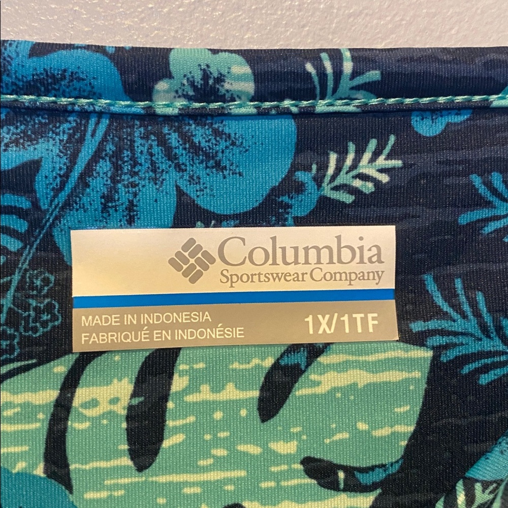 Columbia Dress Size 1X PFG Freezer III Blue Tropical Stretch Sleeveless Hiking - Picture 6 of 14